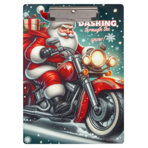 Weihnachtsmann auf einem Motorrad Klemmbrett