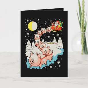 Weihnachtsmann auf einem Schwein hässliche Weihnac Karte