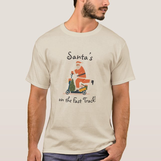 Weihnachtsmann auf einem Scooter Weihnachts-T - Sh T-Shirt (Vorderseite)