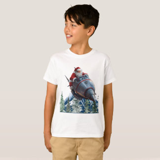Weihnachtsmann auf einem Weltraum-Raketen-Schlitte T-Shirt