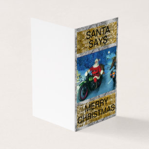 Weihnachtsmann auf einer Motorrad-Weihnachtskarte