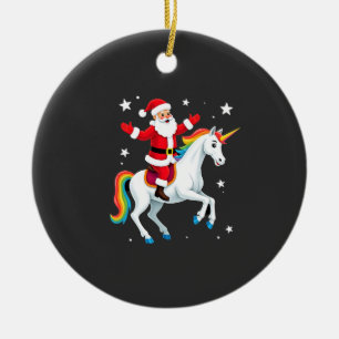Weihnachtsmann auf Einhorn Xmas Mädchen Frauen Ra Keramik Ornament