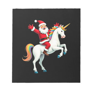 Weihnachtsmann auf Einhorn Xmas Mädchen Frauen Ra Notizblock