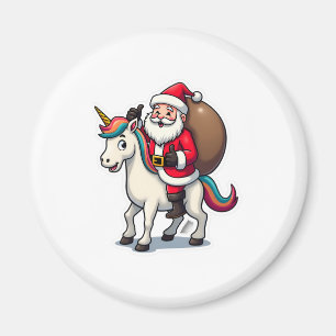 Weihnachtsmann auf Einhorn - Xmas Mädchen Magnet