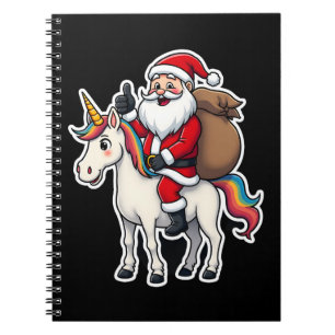 Weihnachtsmann auf Einhorn - Xmas Mädchen Notizblock