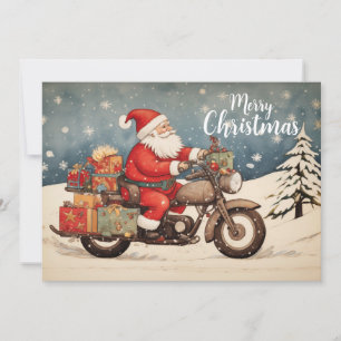 Weihnachtsmann auf Motorrad Feiertagskarte