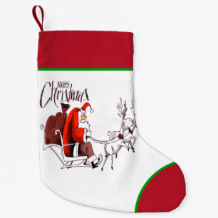 Weihnachtsmann auf Rentieren reitend Kleiner Weihnachtsstrumpf