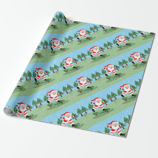 Weihnachtsmann auf Skateboard Geschenkpapier