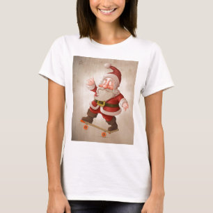 Weihnachtsmann auf Skateboard T-Shirt