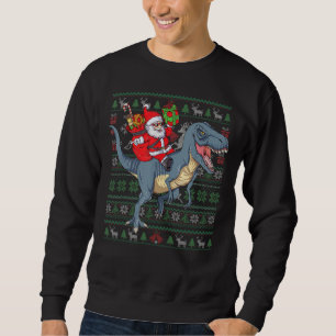 Weihnachtsmann auf T Rex Ugly Weihnachtskraut Funn Sweatshirt