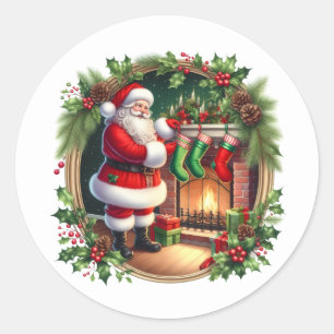 Weihnachtsmann-Aufkleber Runder Aufkleber