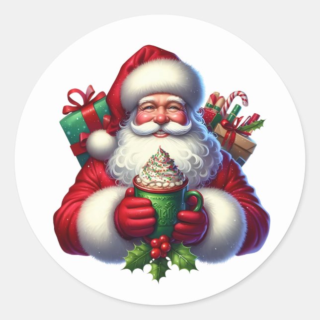 Weihnachtsmann-Aufkleber Runder Aufkleber (Vorderseite)