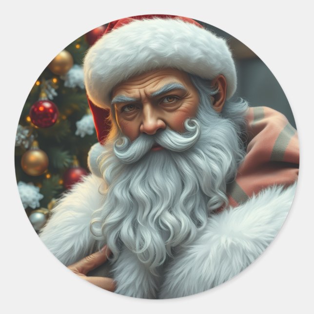 Weihnachtsmann-Aufkleber Runder Aufkleber (Vorderseite)