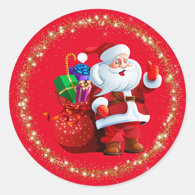 Weihnachtsmann-Aufkleber Runder Aufkleber (Vorderseite)