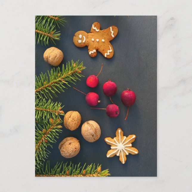 Weihnachtsmann aus Lebkuchen Postkarte (Vorderseite)