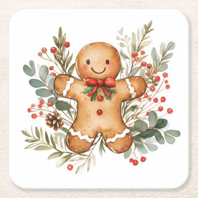 Weihnachtsmann aus Lebkuchen Rechteckiger Pappuntersetzer (Vorderseite)