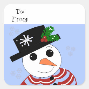 Weihnachtsmann aus Schnee Quadratischer Aufkleber