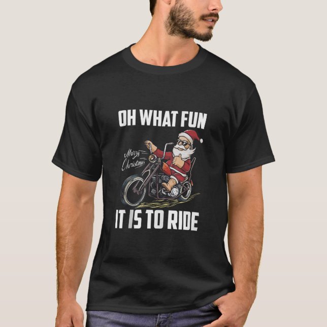 Weihnachtsmann Autofahren Motorrad Biker Weihnacht T-Shirt (Vorderseite)