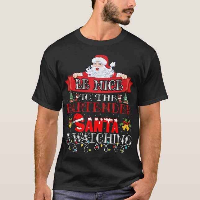 Weihnachtsmann Barkeeper Geschenk  T-Shirt (Vorderseite)