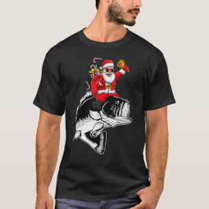 Weihnachtsmann-Barsch-Fisch-Angeln-Fischer-Weihnac T-Shirt