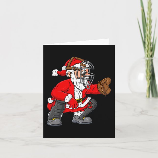 Weihnachtsmann Baseball Catcher Boys Girls Karte (Vorderseite)
