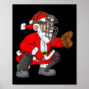 Weihnachtsmann Baseball Catcher Boys Girls Poster