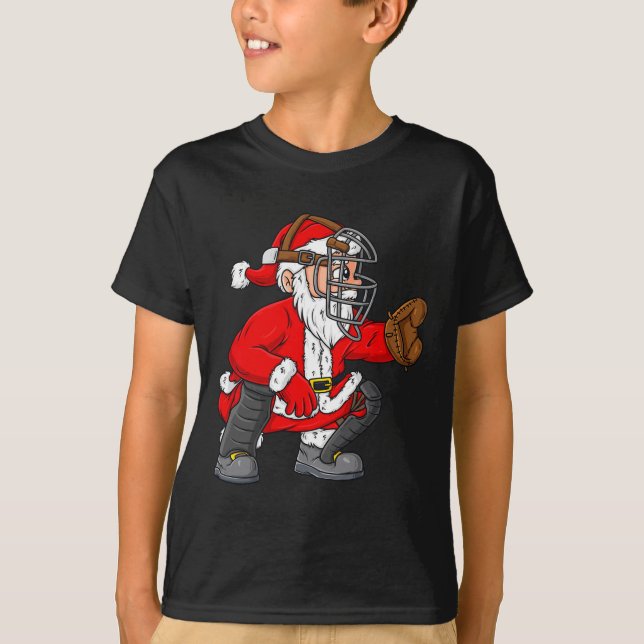 Weihnachtsmann Baseball Catcher Boys Girls T-Shirt (Vorderseite)