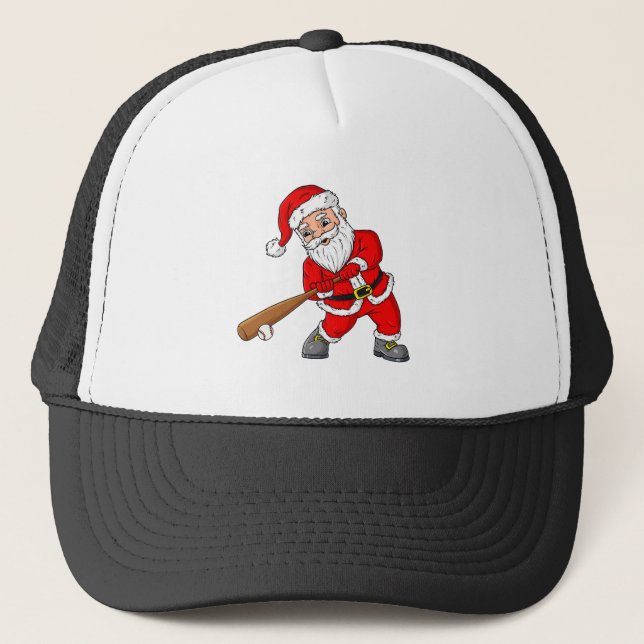Weihnachtsmann Baseball Pitcher Boys Kinder T Truckerkappe (Vorderseite)