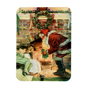 Weihnachtsmann bei der Geschenkübergabe Magnet