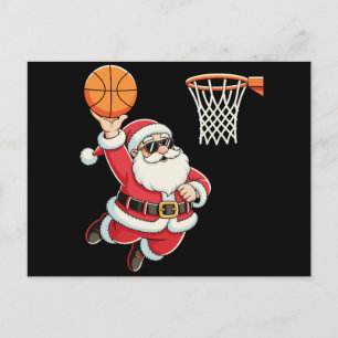 Weihnachtsmann beim Basketball-Dunking Weihnachten