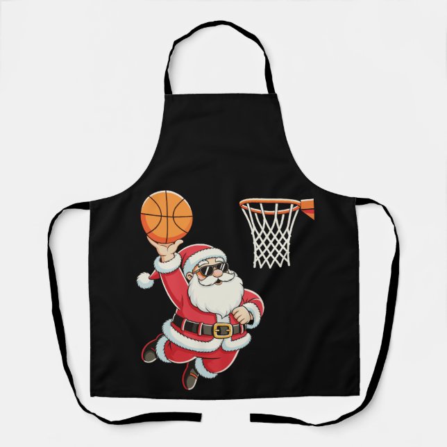 Weihnachtsmann beim Basketball-Dunking Weihnachten Schürze (Vorderseite)