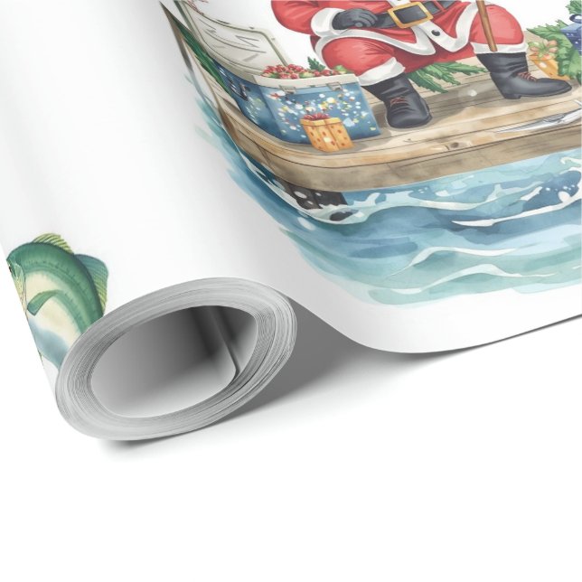 Weihnachtsmann beim Fischen Weihnachten Geschenkpapier (Rolleneckpunkt)
