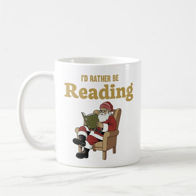Weihnachtsmann beim Lesen Kaffeetasse (Links)