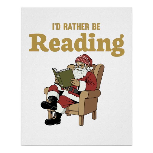Weihnachtsmann beim Lesen Poster (Vorderseite)