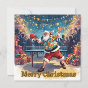 Weihnachtsmann beim Ping-Pong-Spiel in einem hawai Feiertagskarte