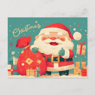 Weihnachtsmann beim Vorbereiten von Weihnachtsgesc Feiertagspostkarte