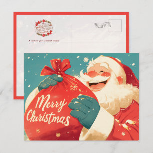 Weihnachtsmann beim Vorbereiten von Weihnachtsgesc Postkarte