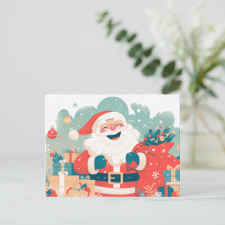Weihnachtsmann bereitet Weihnachtsgeschenke vor Feiertagspostkarte