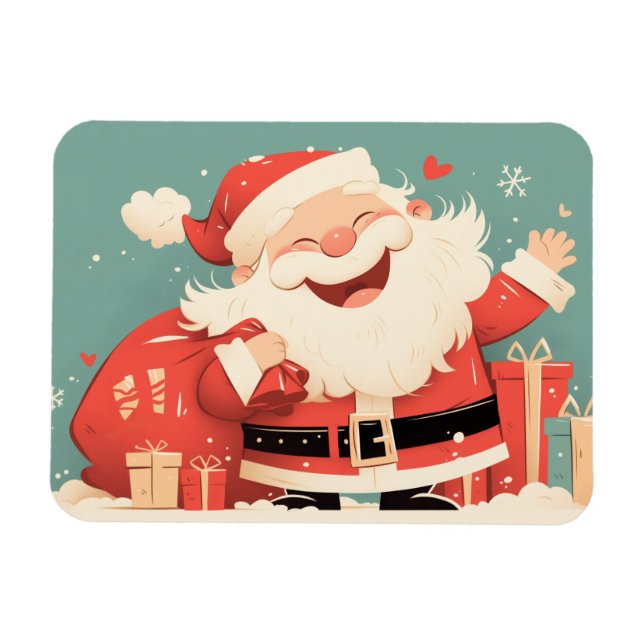 Weihnachtsmann bereitet Weihnachtsgeschenke vor Magnet (Horizontal)
