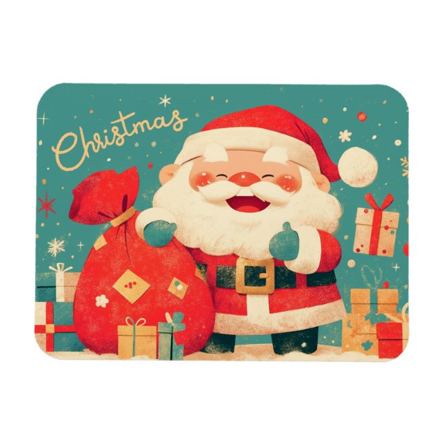 Weihnachtsmann bereitet Weihnachtsgeschenke vor Magnet (Horizontal)