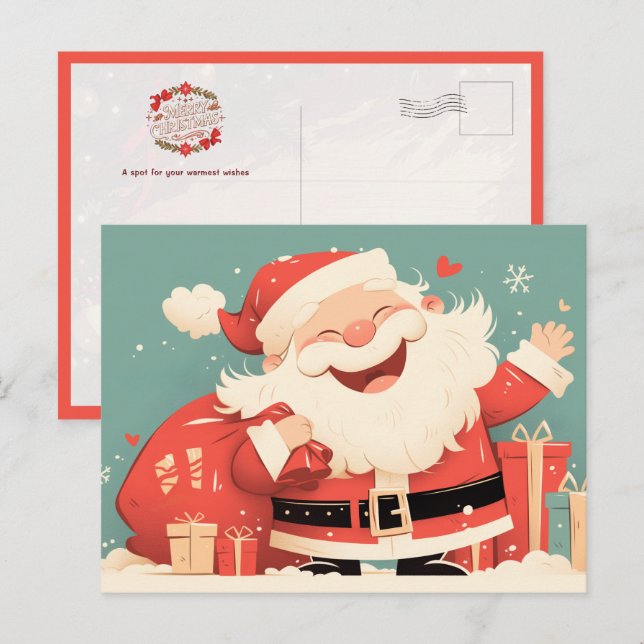 Weihnachtsmann bereitet Weihnachtsgeschenke vor Postkarte (Vorne/Hinten)
