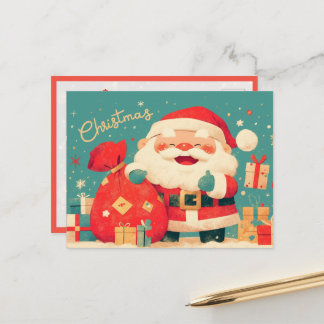 Weihnachtsmann bereitet Weihnachtsgeschenke vor Postkarte