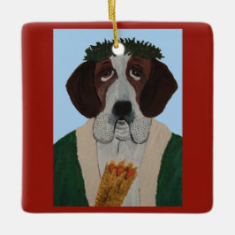 Weihnachtsmann Bernhardiner Keramikornament
