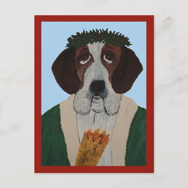 Weihnachtsmann Bernhardiner Postkarte (Vorderseite)