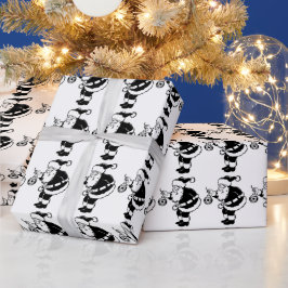 Weihnachtsmann Black & White Geschenkpapier