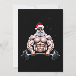Weihnachtsmann Bodybuilder Gewichtheben Fitnessstu Einladung