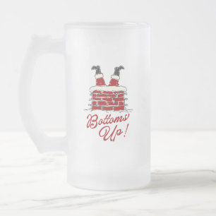 Weihnachtsmann „Bottoms Up“ Lustiges Weihnachtsfei Mattglas Bierglas
