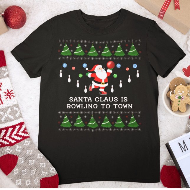 Weihnachtsmann Bowling in die Stadt T-Shirt (Von Creator hochgeladen)