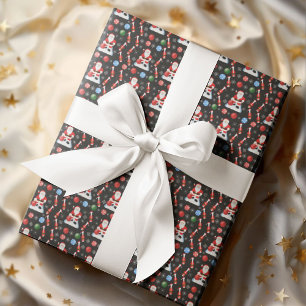 Weihnachtsmann Bowling-Muster Geschenkpapier