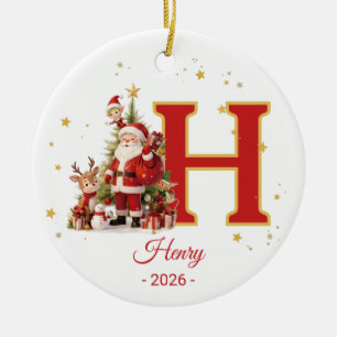 Weihnachtsmann-Brief-Monogramm Kinder personalisie Keramik Ornament